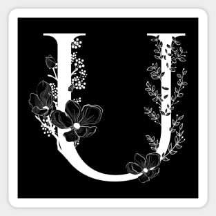 Letter U Monogram - Floral Initial Sticker